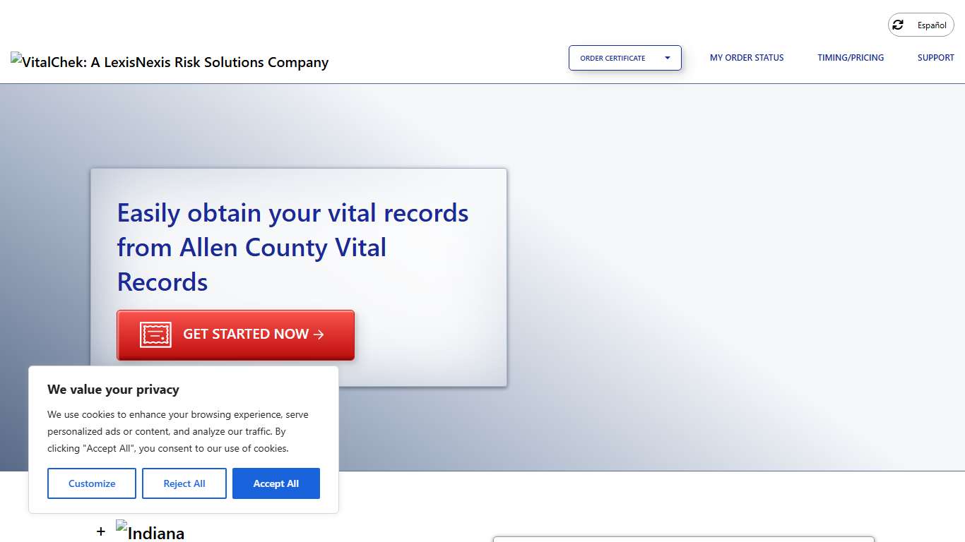 Allen County Vital Records (IN) | Order Certificates - VitalChek