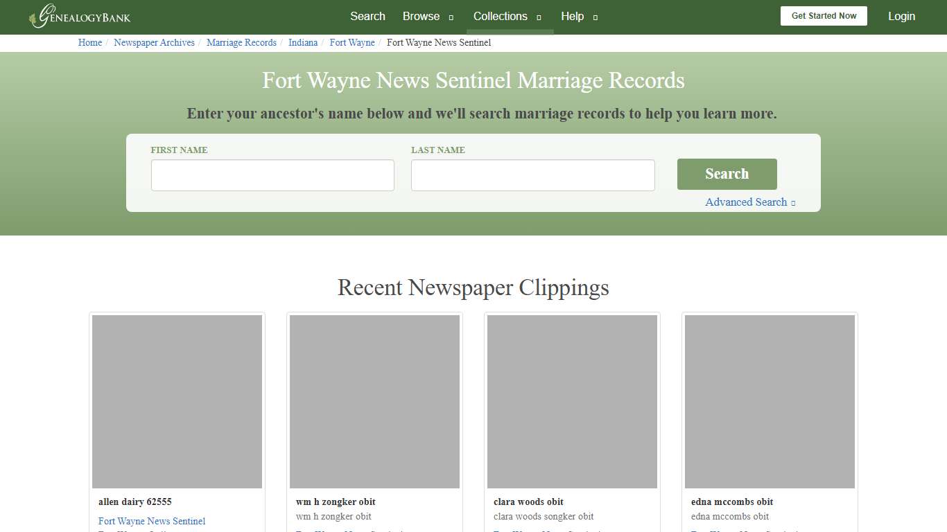 Fort Wayne News Sentinel Marriage Records Online Search
